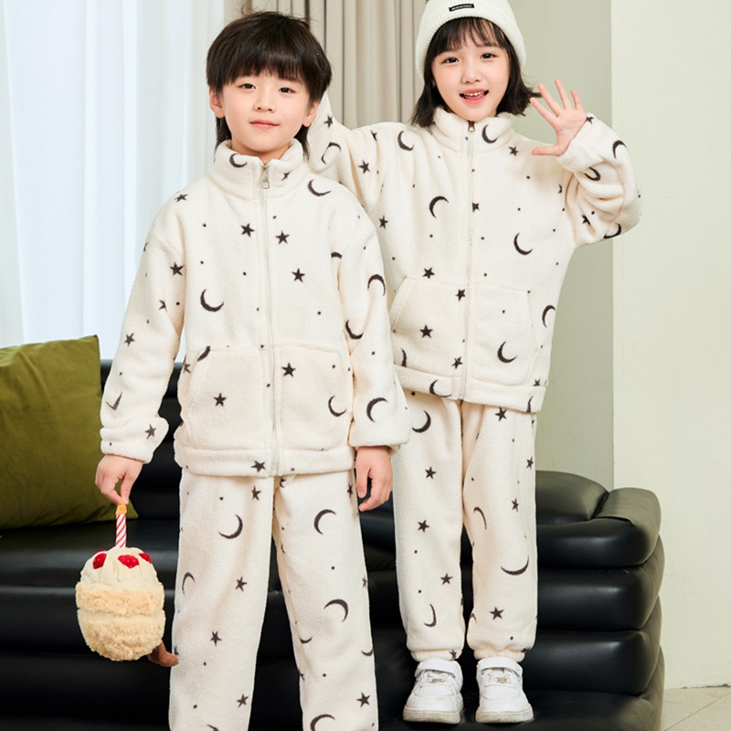 Toddler Boy Winter Fleece Jacket - Toddler Winter Thick Coral Fleece Pajamas