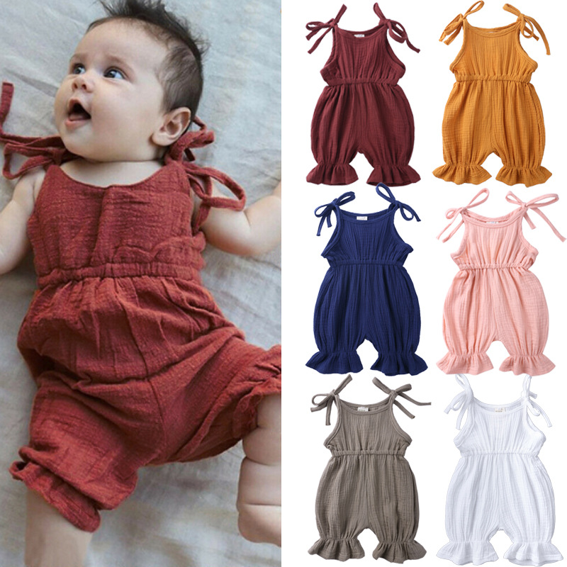 Baby Summer Linen Sleeveless Jumpsuit - Summer Outfits Baby Girl Clothing Toddler