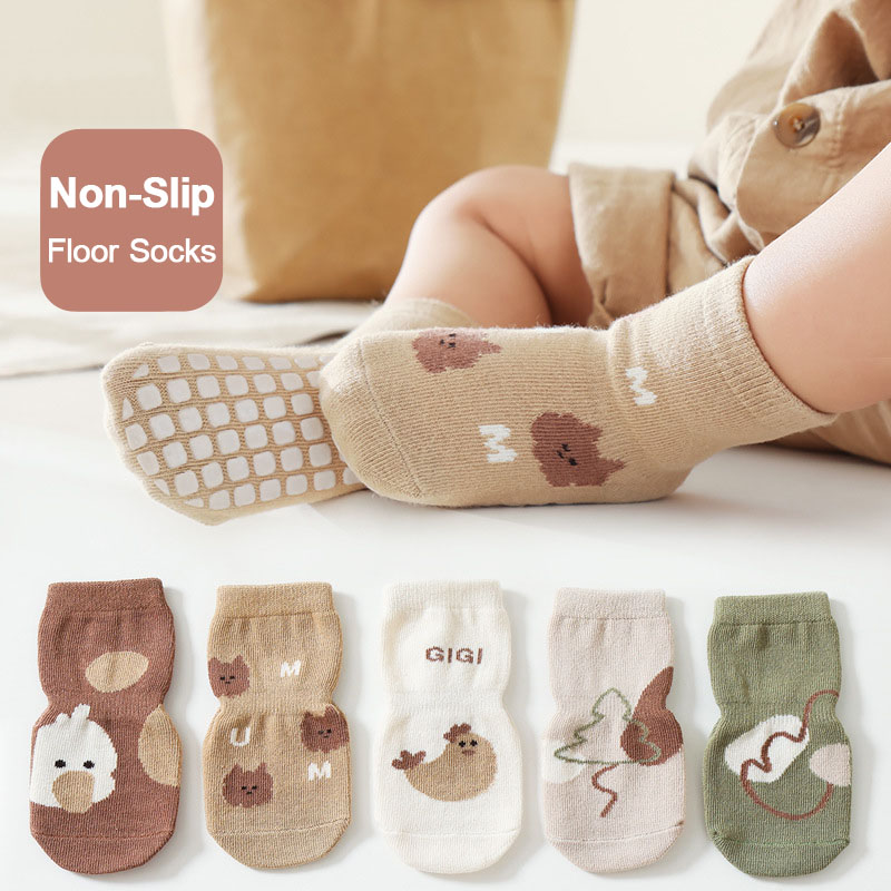 5 Pairs Kids Non-Slip Socks Cu - Unisex Baby Socks Non Slip review and price